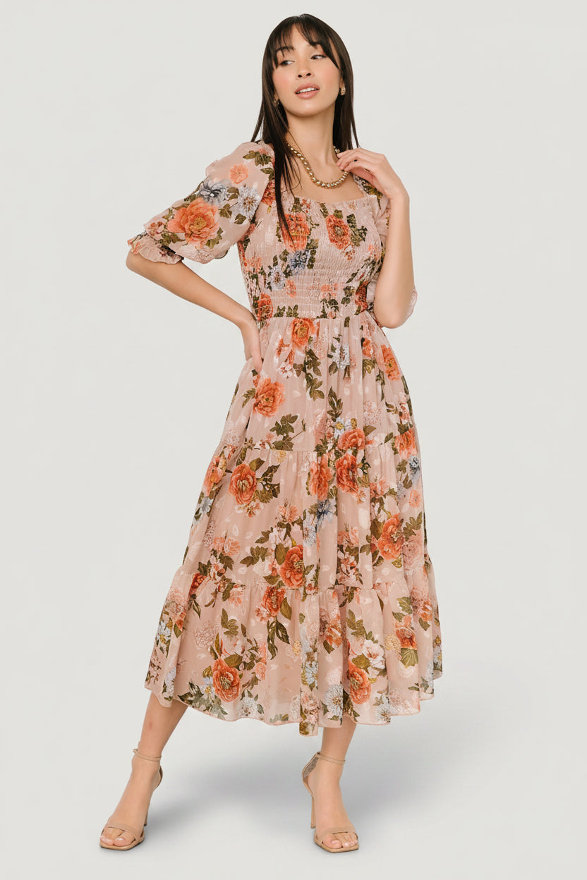 Fabian Jacquard Midi Dress | Baltic Born Dusty Mauve Multi