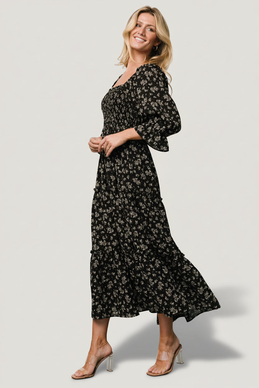 Margareta Tiered Dress | Baltic Born Black Floral
