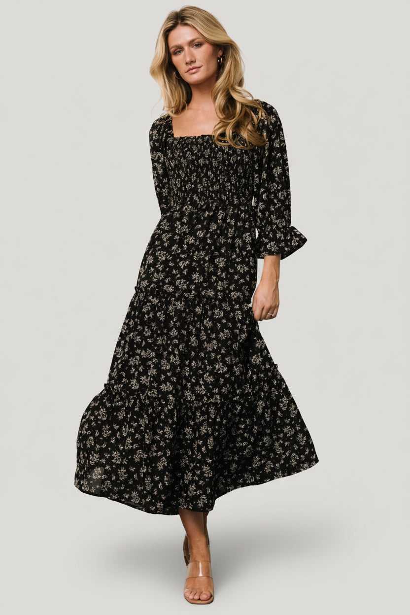 Margareta Tiered Dress | Baltic Born Black Floral