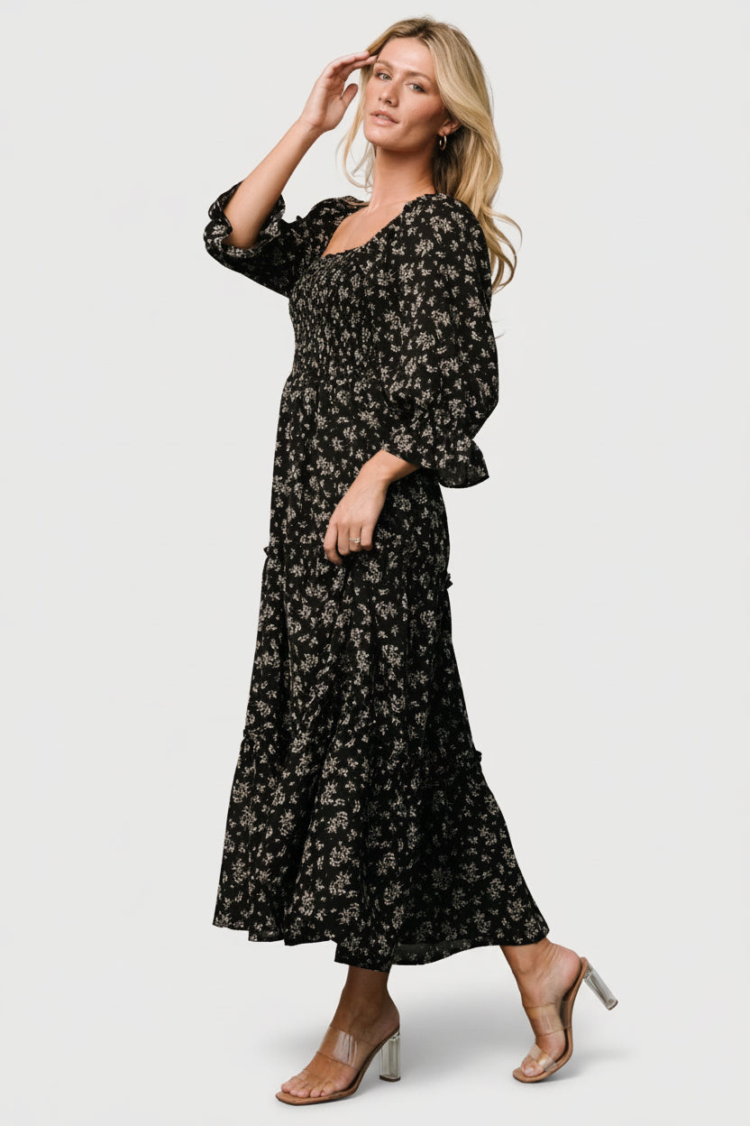 Margareta Tiered Dress | Baltic Born Black Floral