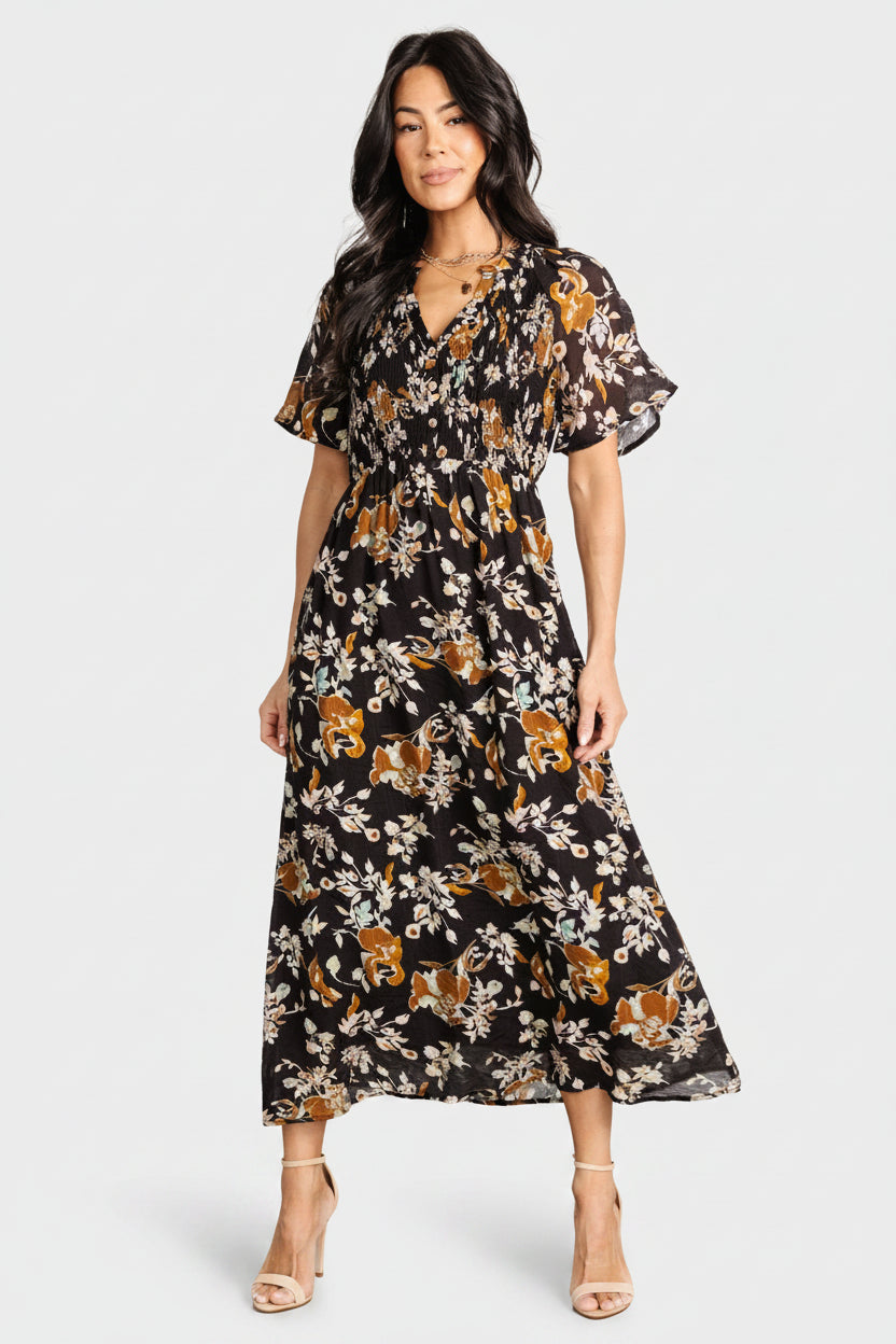 Hathaway Midi Dress | Baltic Born Black Floral