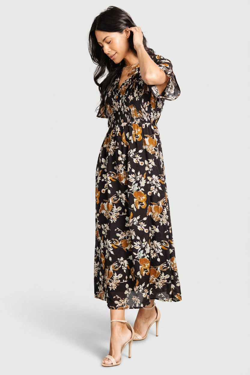 Hathaway Midi Dress | Baltic Born Black Floral