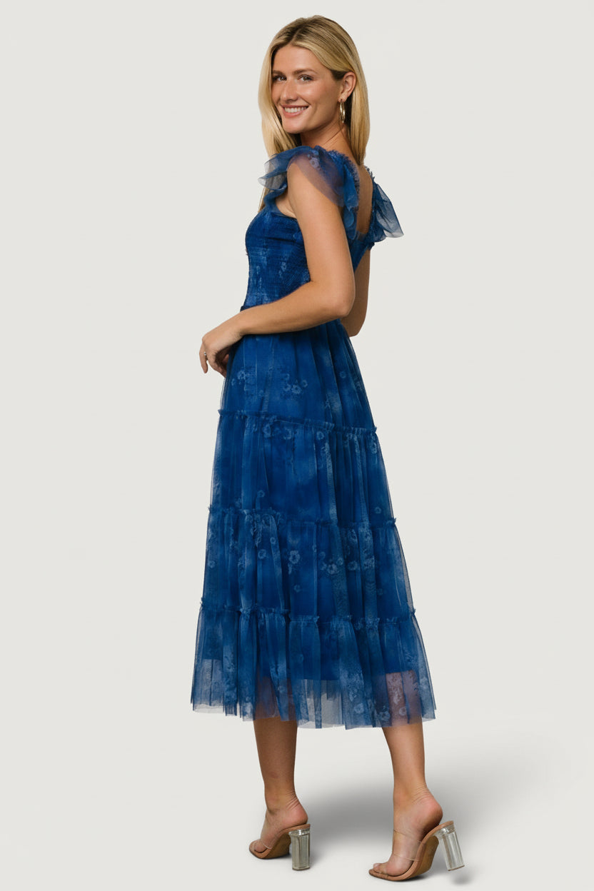 Clementine Tulle Midi Dress | Baltic Born Cobalt