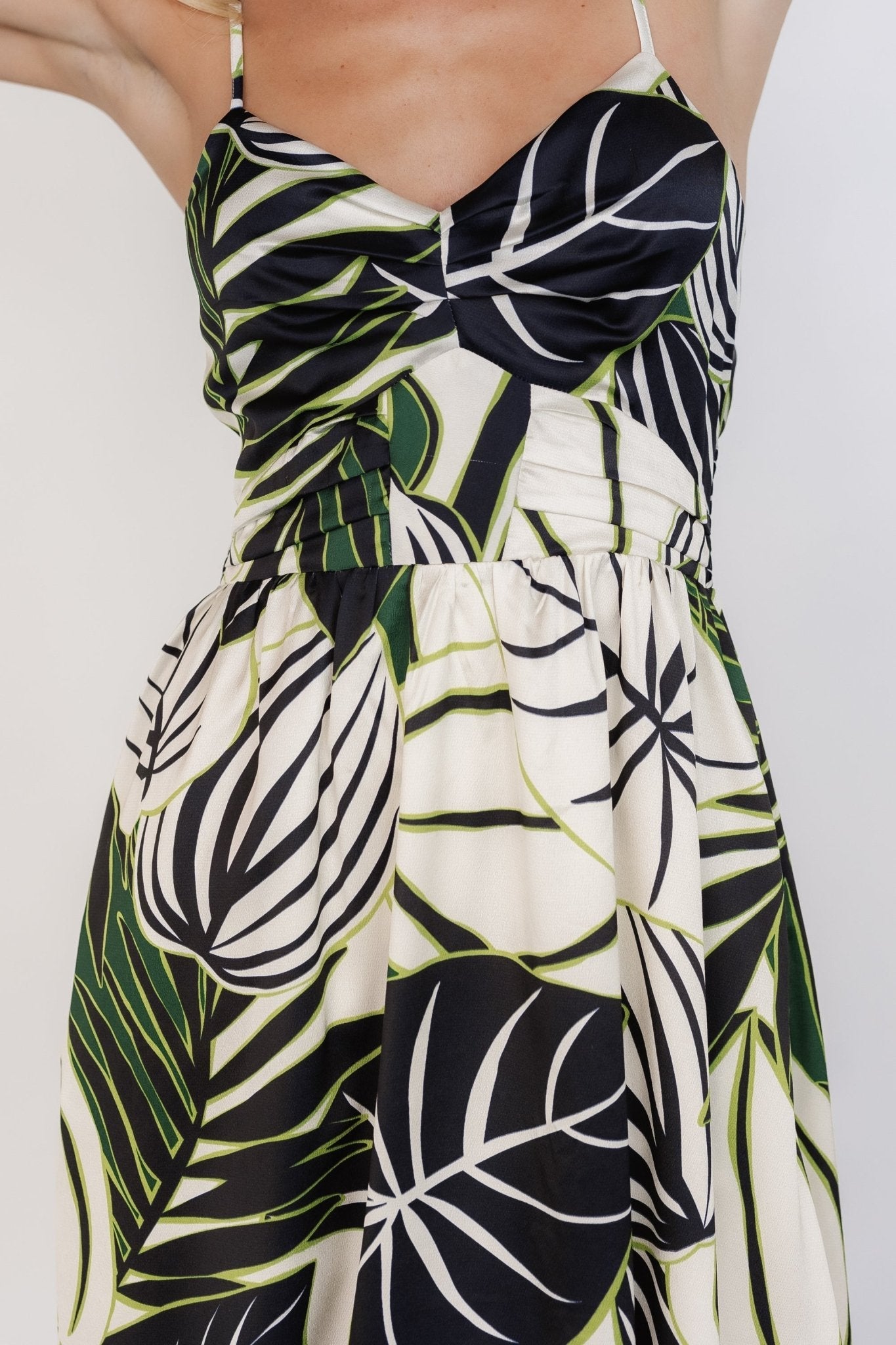 Norita Tie Back Tank Dress | Baltic Born Black + Green Print