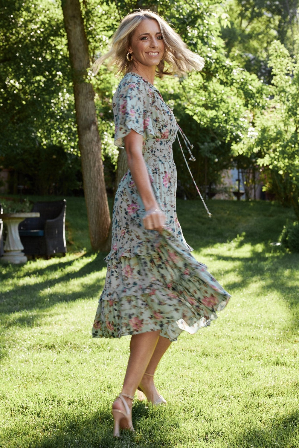 Spell Boho Midi Dress | Baltic Born Sage + Pink Floral