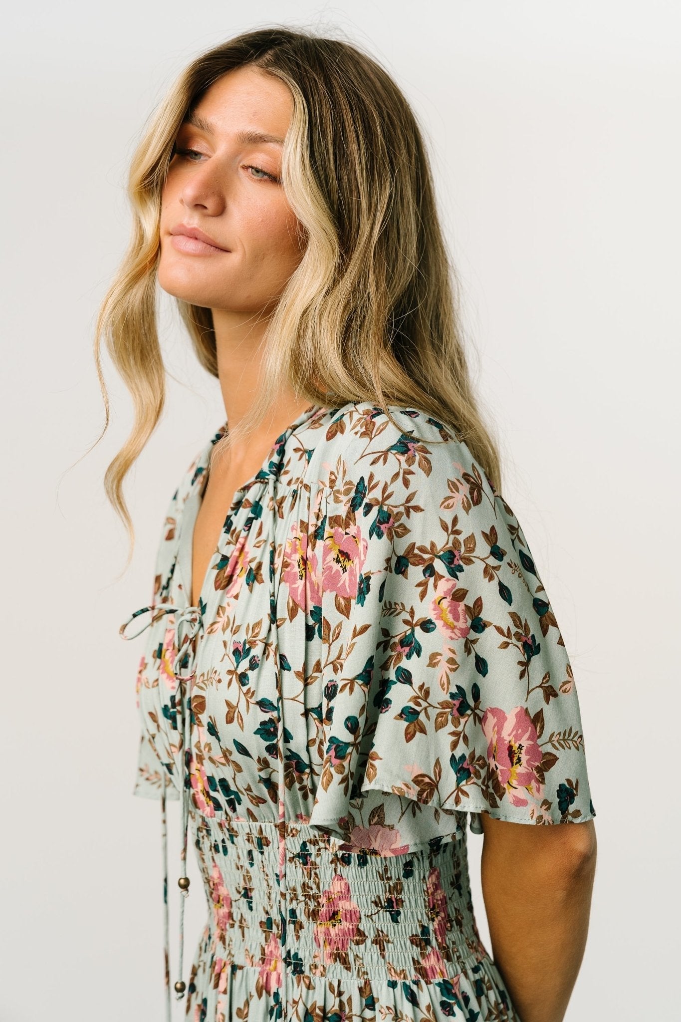 Spell Boho Midi Dress | Baltic Born Sage + Pink Floral