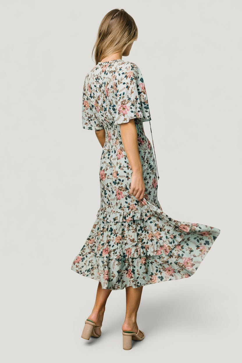 Spell Boho Midi Dress | Baltic Born Sage + Pink Floral