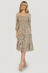 Marta Smocked Midi Dress | Baltic Born Dusty Olive Floral