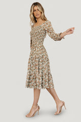 Marta Smocked Midi Dress | Baltic Born Dusty Olive Floral