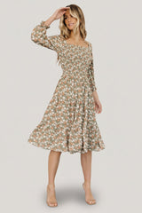 Marta Smocked Midi Dress | Baltic Born Dusty Olive Floral