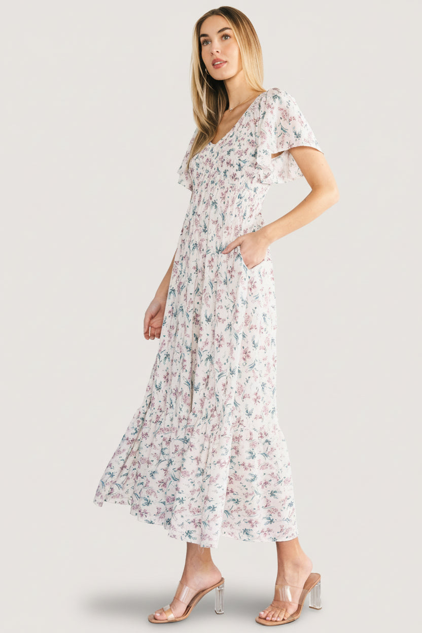 Joanie Smocked Dress | Baltic Born Cream Multi Floral