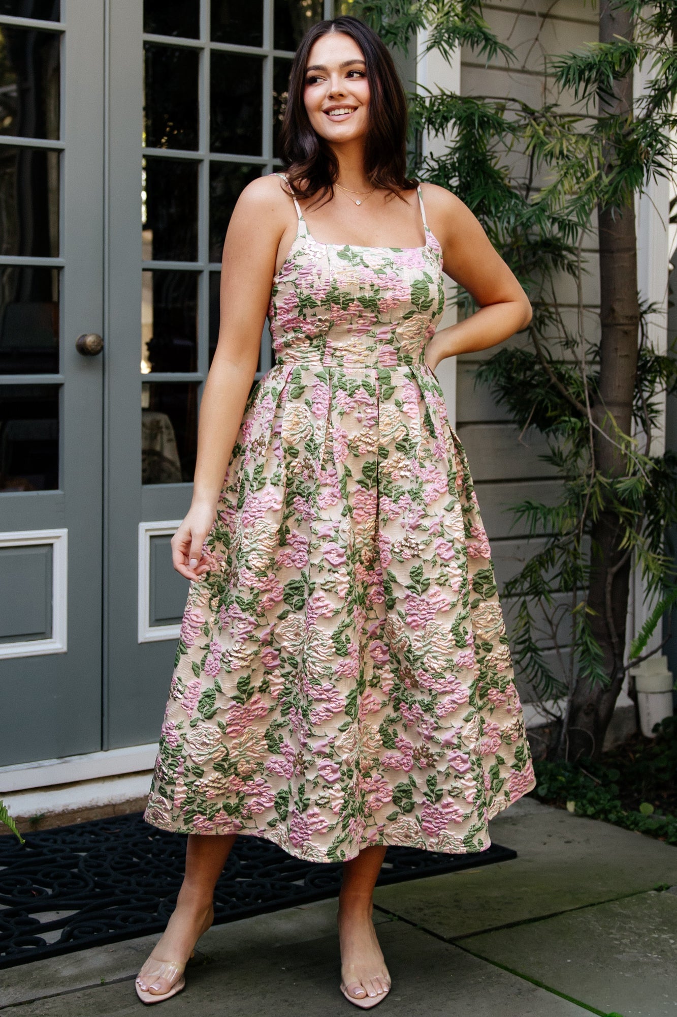 Antoinette Embossed Midi Dress | Baltic Born Champagne Multi Floral