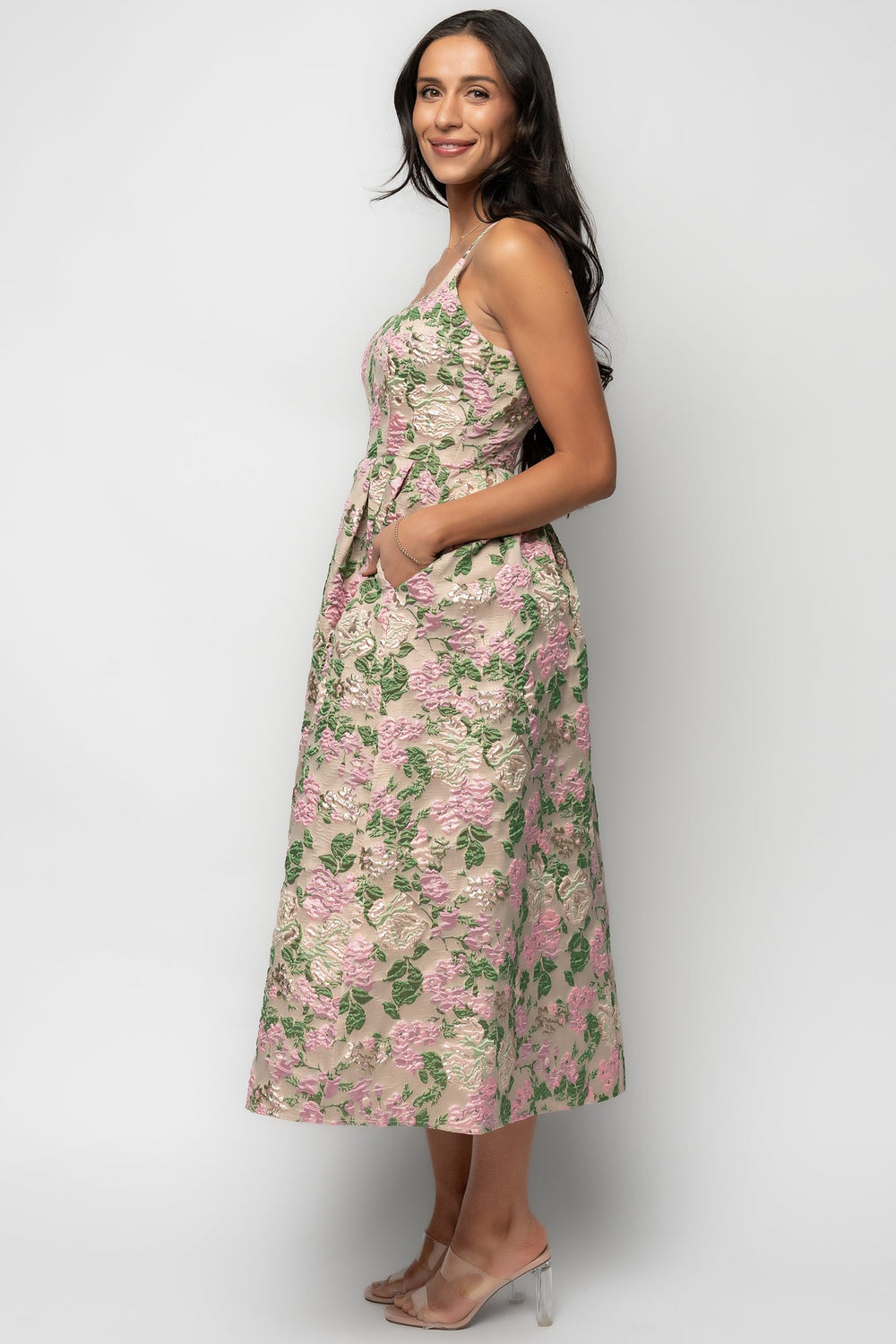 Antoinette Embossed Midi Dress | Baltic Born Champagne Multi Floral