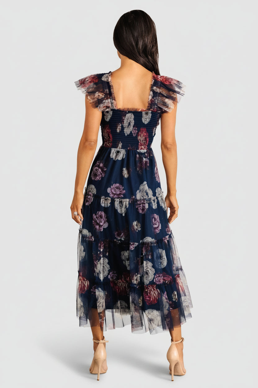 Clementine Tulle Midi Dress | Baltic Born Navy Floral