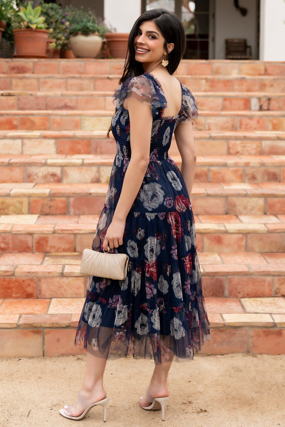 Clementine Tulle Midi Dress | Baltic Born Navy Floral