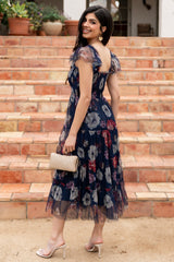 Clementine Tulle Midi Dress | Baltic Born Navy Floral