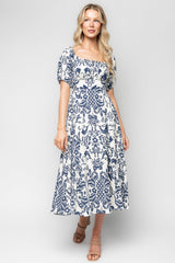 Charlotte Midi Dress | Baltic Born Ivory + Dark Blue