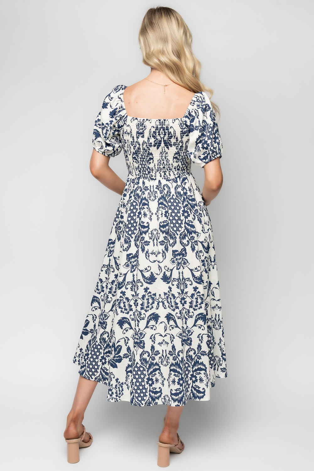 Charlotte Midi Dress | Baltic Born Ivory + Dark Blue