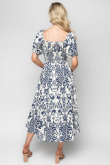 Charlotte Midi Dress | Baltic Born Ivory + Dark Blue