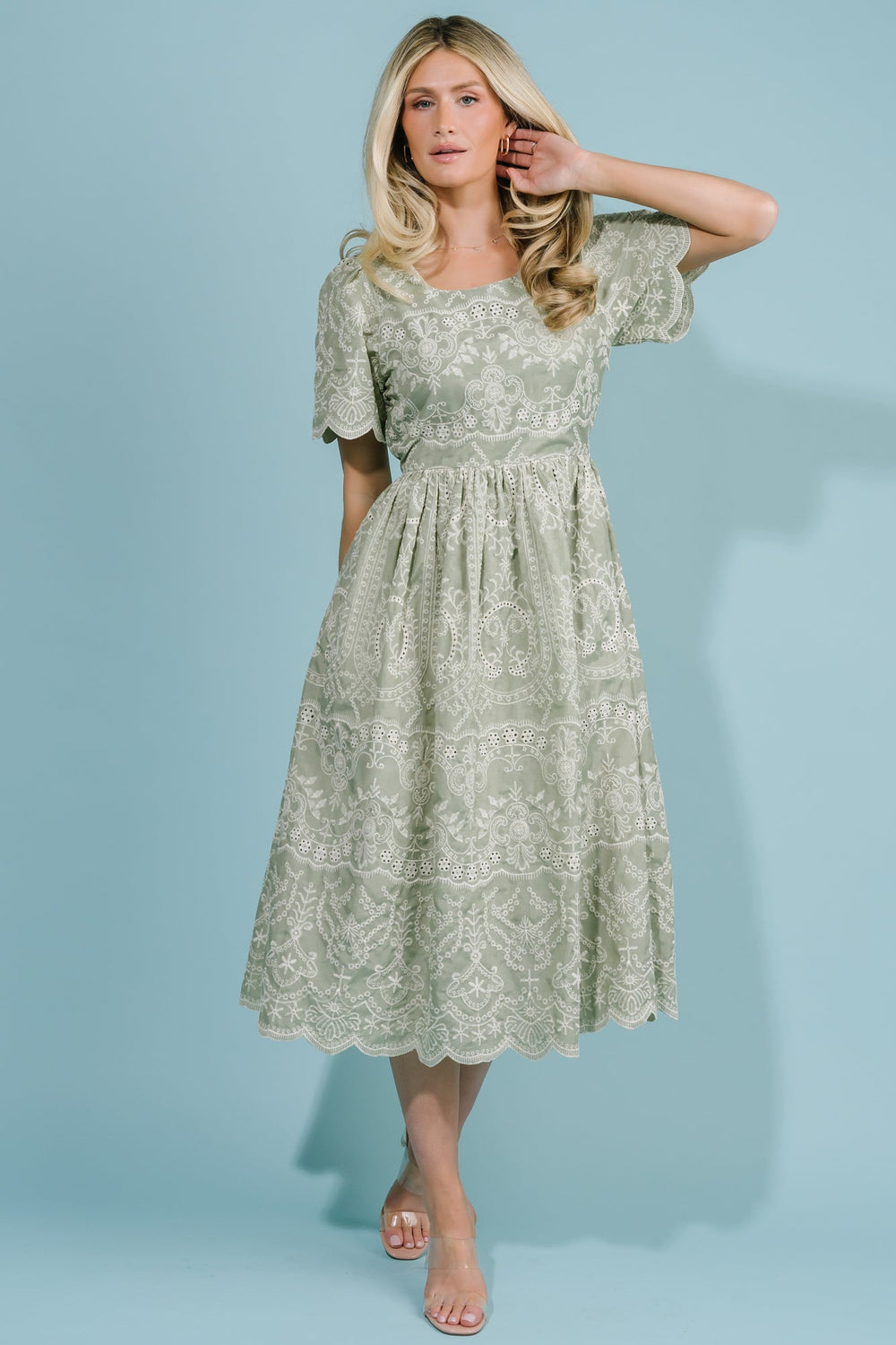 Margot Eyelet Midi Dress | Baltic Born Sage