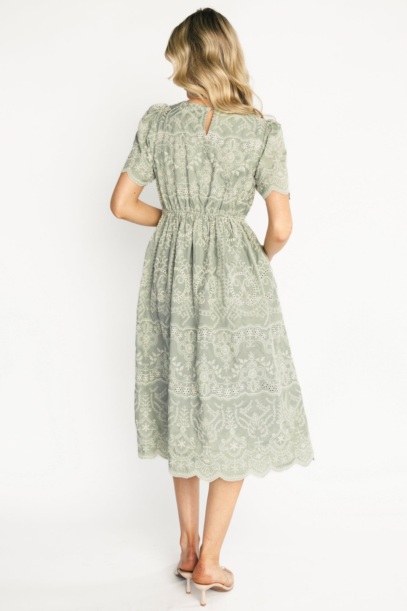 Margot Eyelet Midi Dress | Baltic Born Sage