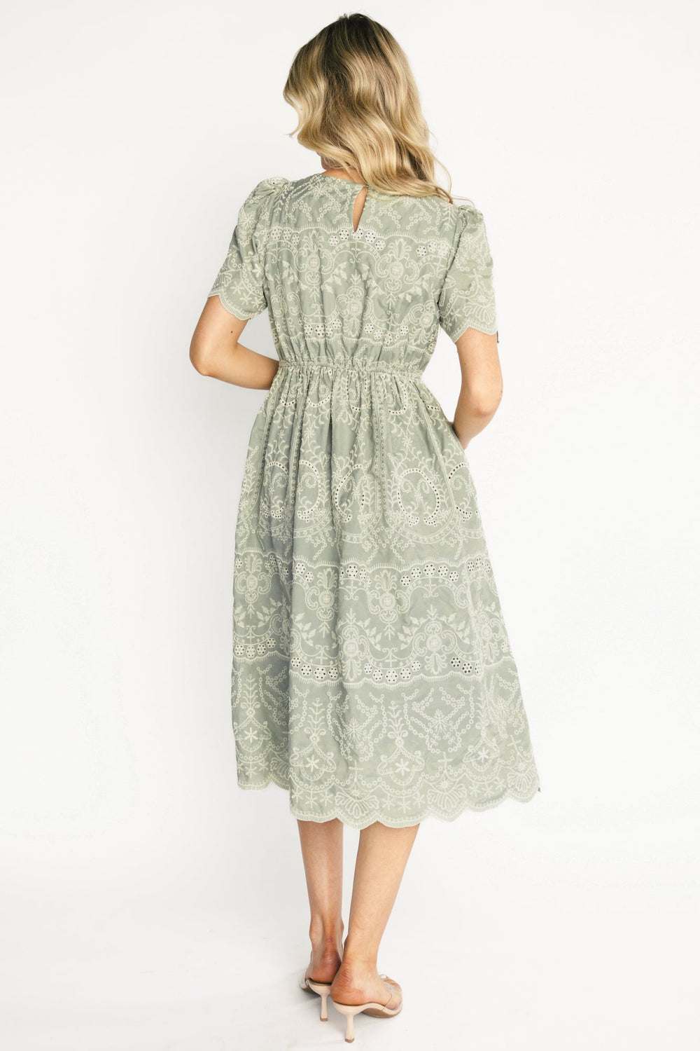 Margot Eyelet Midi Dress | Baltic Born Sage