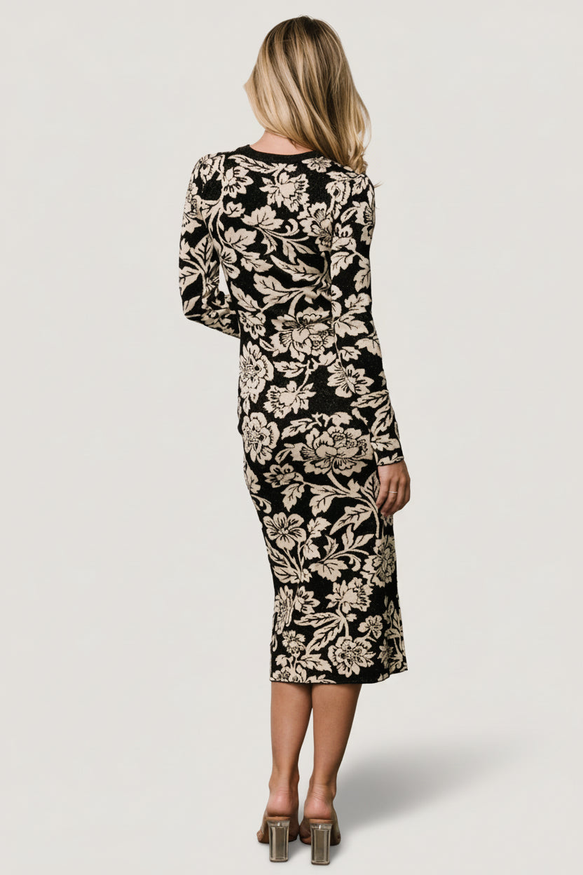 Marci Sweater Dress | Baltic Born Black + Ivory Floral