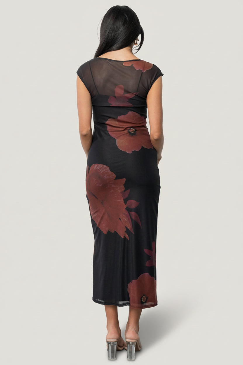Daniela Mesh Midi Dress | Baltic Born Black Floral
