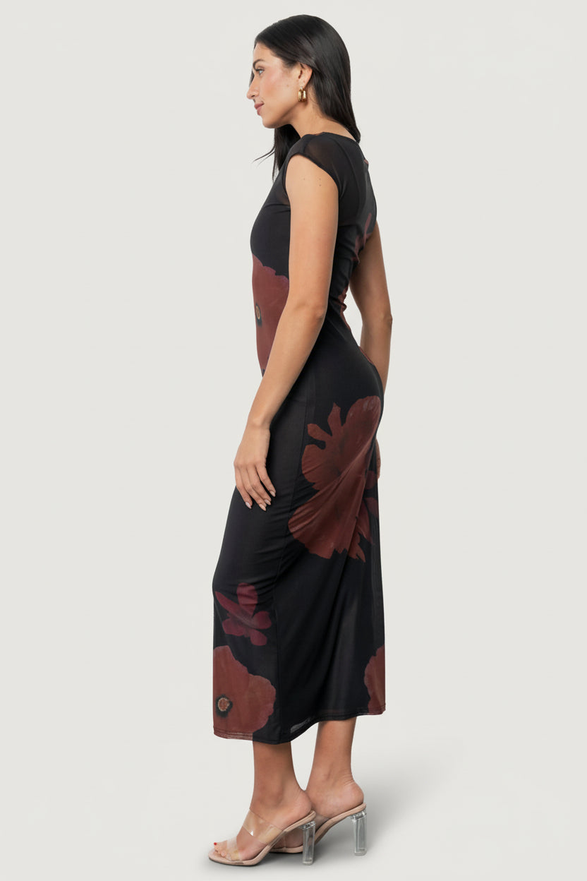 Daniela Mesh Midi Dress | Baltic Born Black Floral