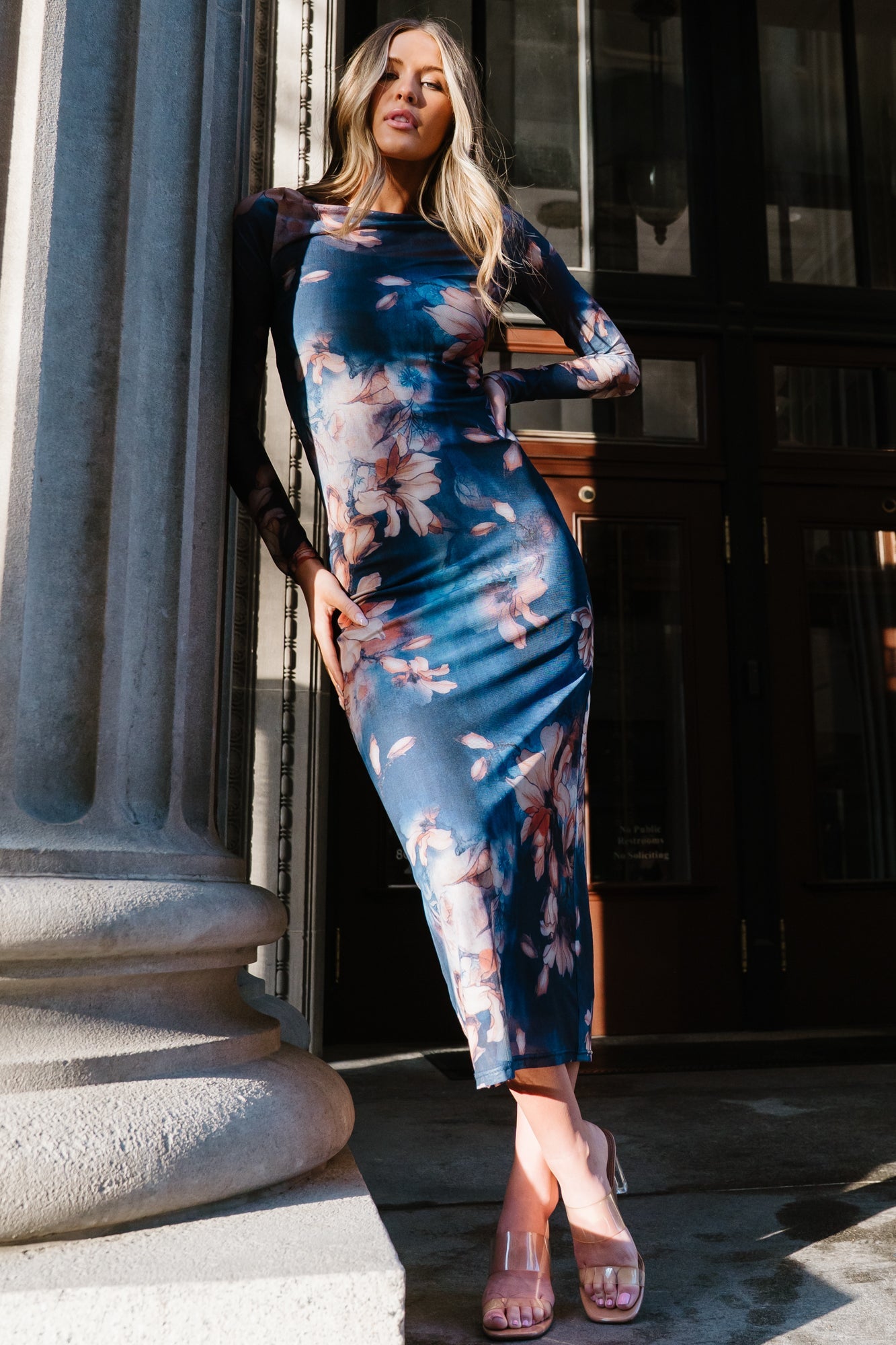 Darya Mesh Midi Dress | Baltic Born Navy Floral