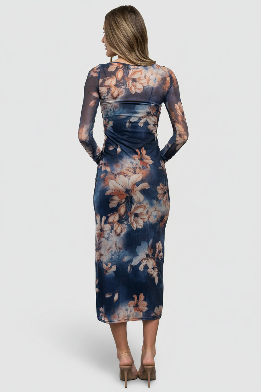 Darya Mesh Midi Dress | Baltic Born Navy Floral