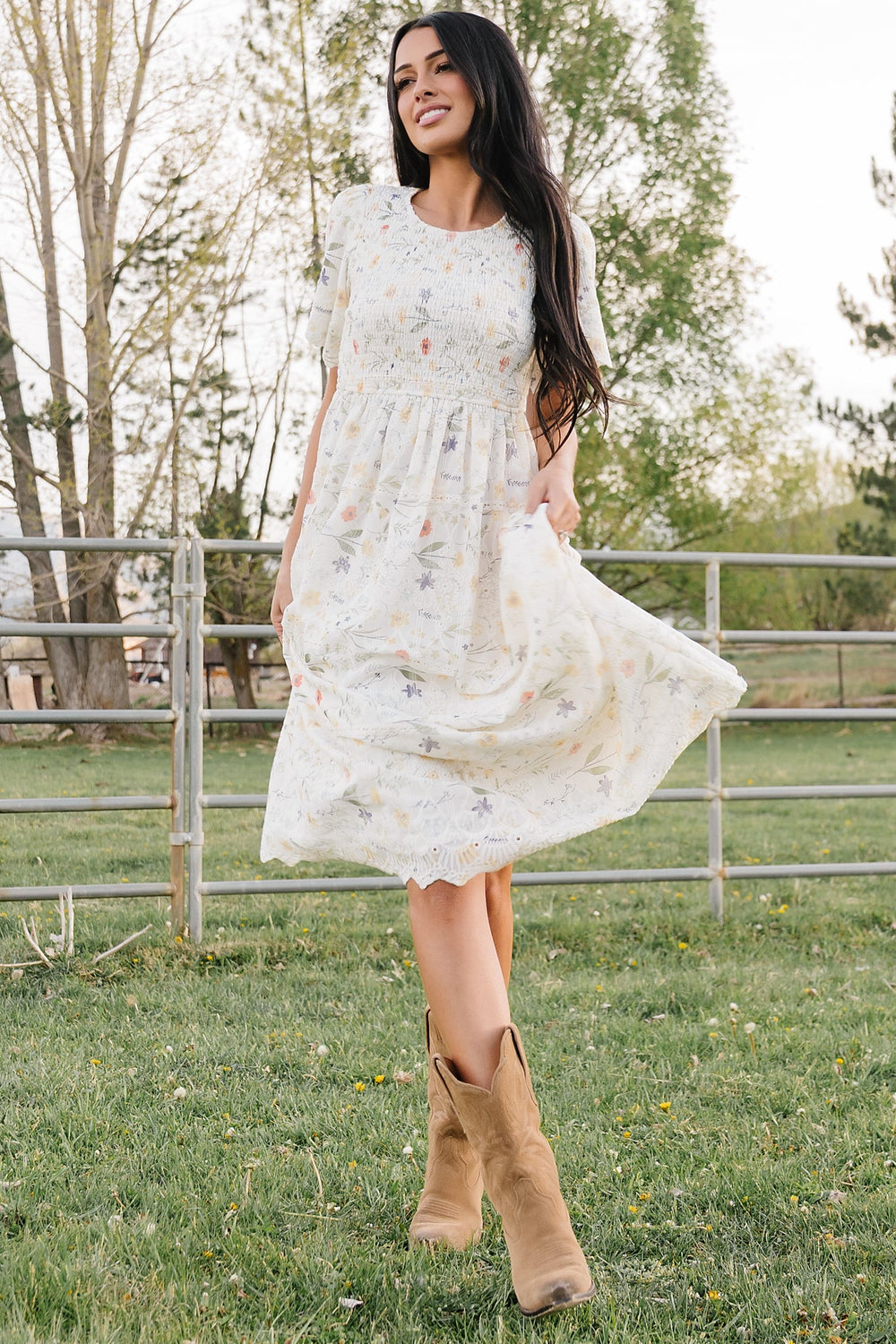 Maribel Lace Midi Dress | Baltic Born Cream Floral