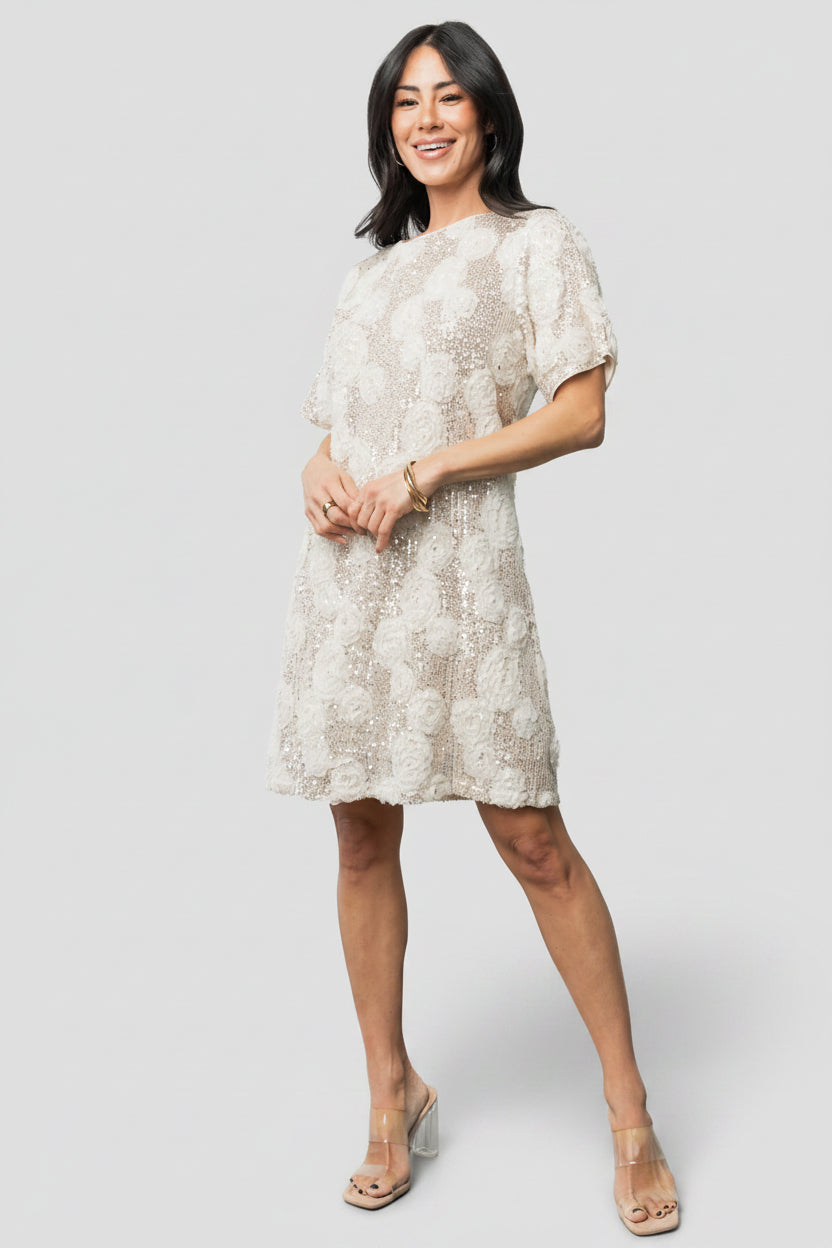 Rhea Sequin Short Dress | Baltic Born Ivory