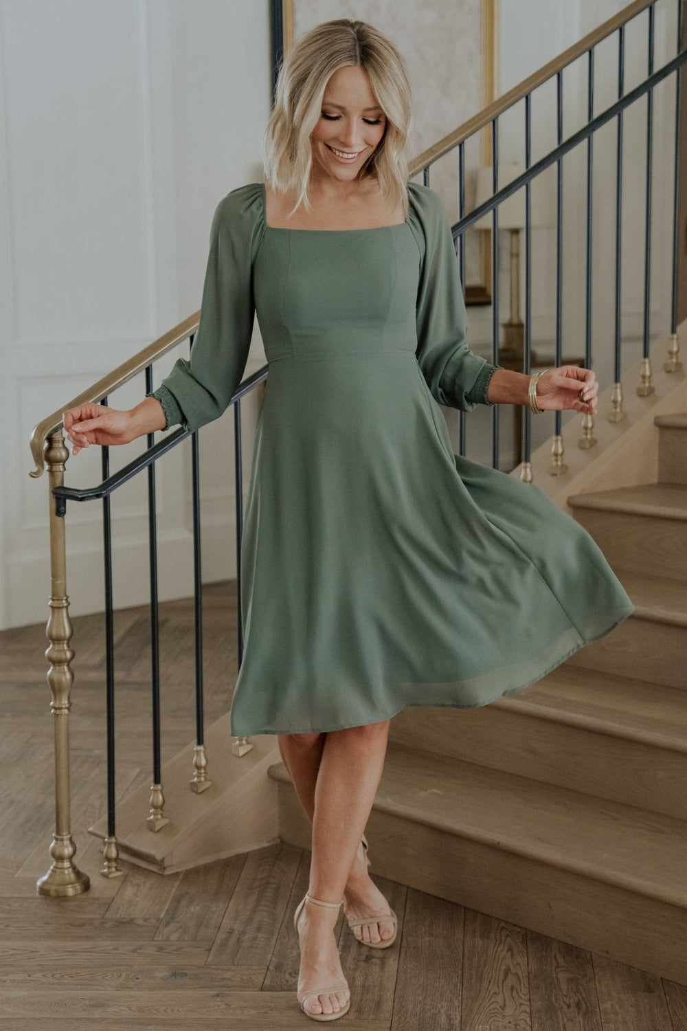 Elise Short Dress | Baltic Born Dark Sage