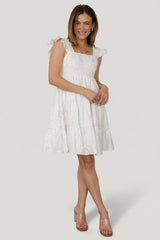 Suri Short Dress | Baltic Born Off White + Blue Floral