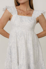 Suri Short Dress | Baltic Born Off White + Blue Floral