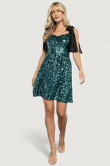 Vega Sequin Short Dress | Baltic Born Teal