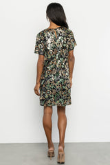 Squires Sequin Short Dress | Baltic Born Black + Green Multi