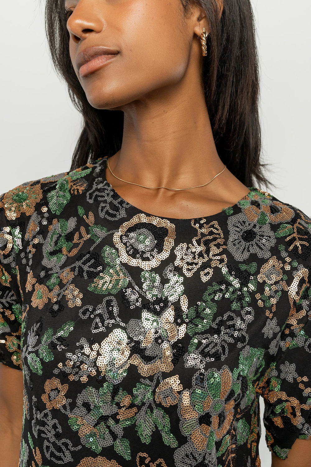 Squires Sequin Short Dress | Baltic Born Black + Green Multi