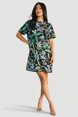 Patricia Sequin Short Dress | Baltic Born Black + Blue Multi