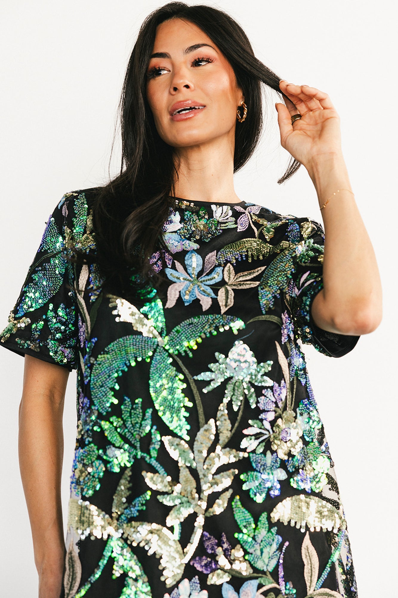 Patricia Sequin Short Dress | Baltic Born Black + Blue Multi