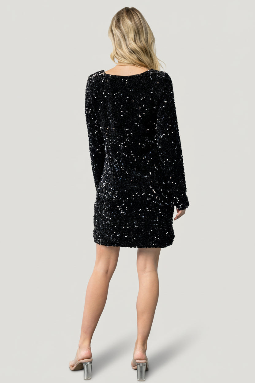 Mira Sequin Short Dress | Baltic Born Black