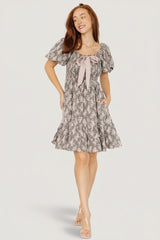 Anastasia Bow Short Dress | Baltic Born Dusty Olive Print