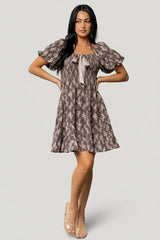 Anastasia Bow Short Dress | Baltic Born Dusty Clove Print