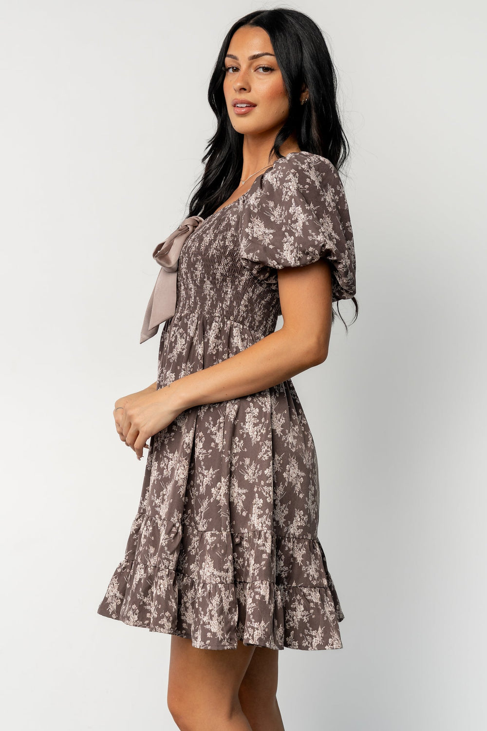 Anastasia Bow Short Dress | Baltic Born Dusty Clove Print