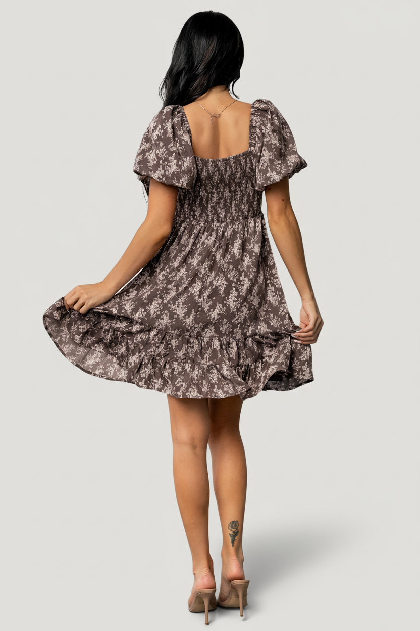 Anastasia Bow Short Dress | Baltic Born Dusty Clove Print