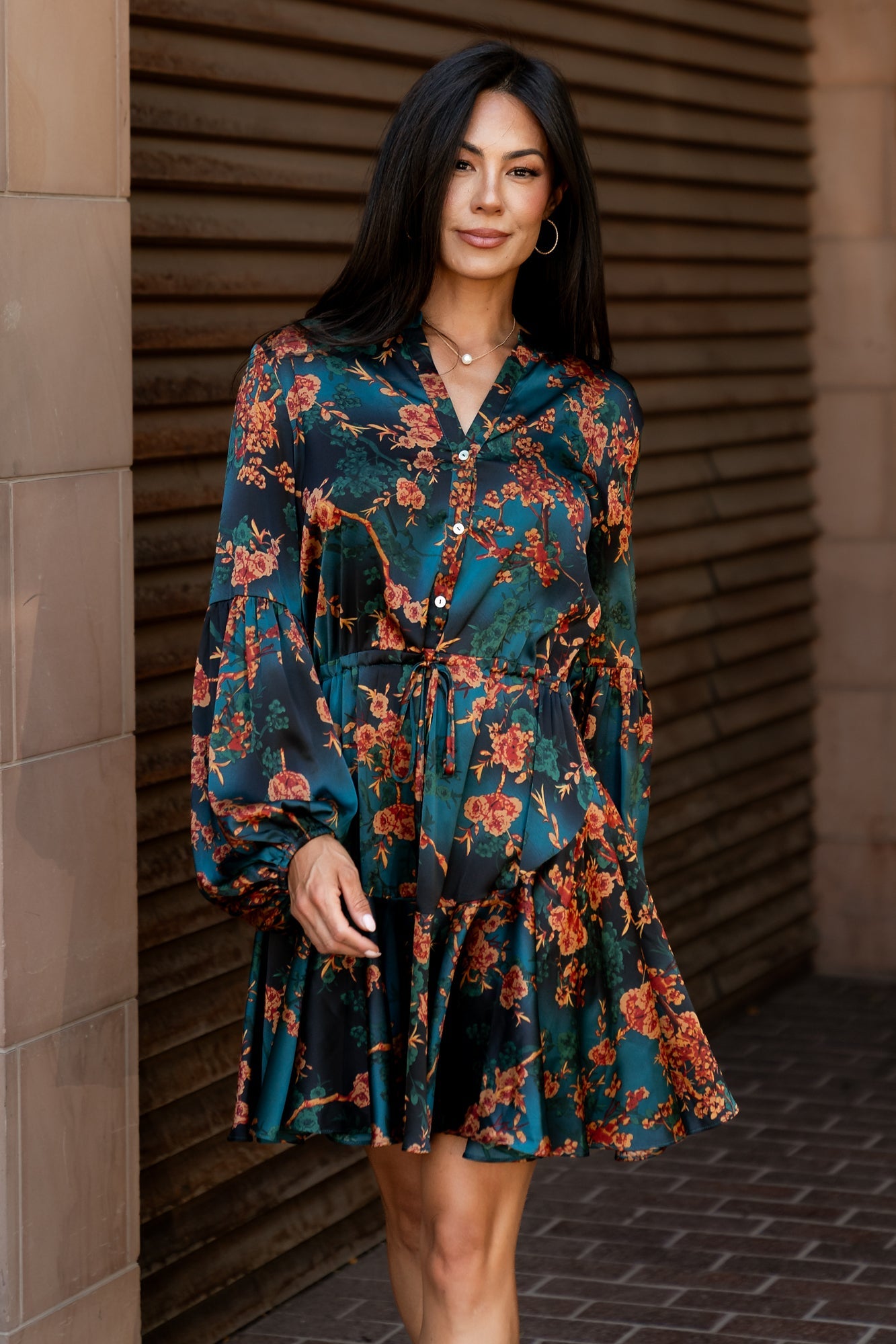 Venice Short Dress | Baltic Born Jade + Copper Floral