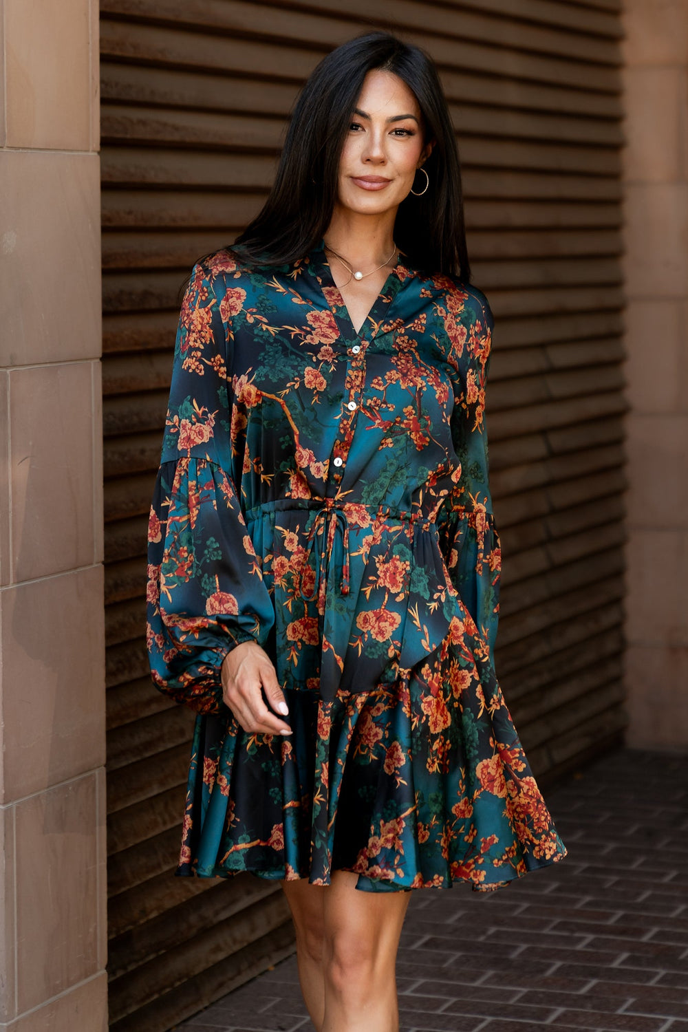 Venice Short Dress | Baltic Born Jade + Copper Floral