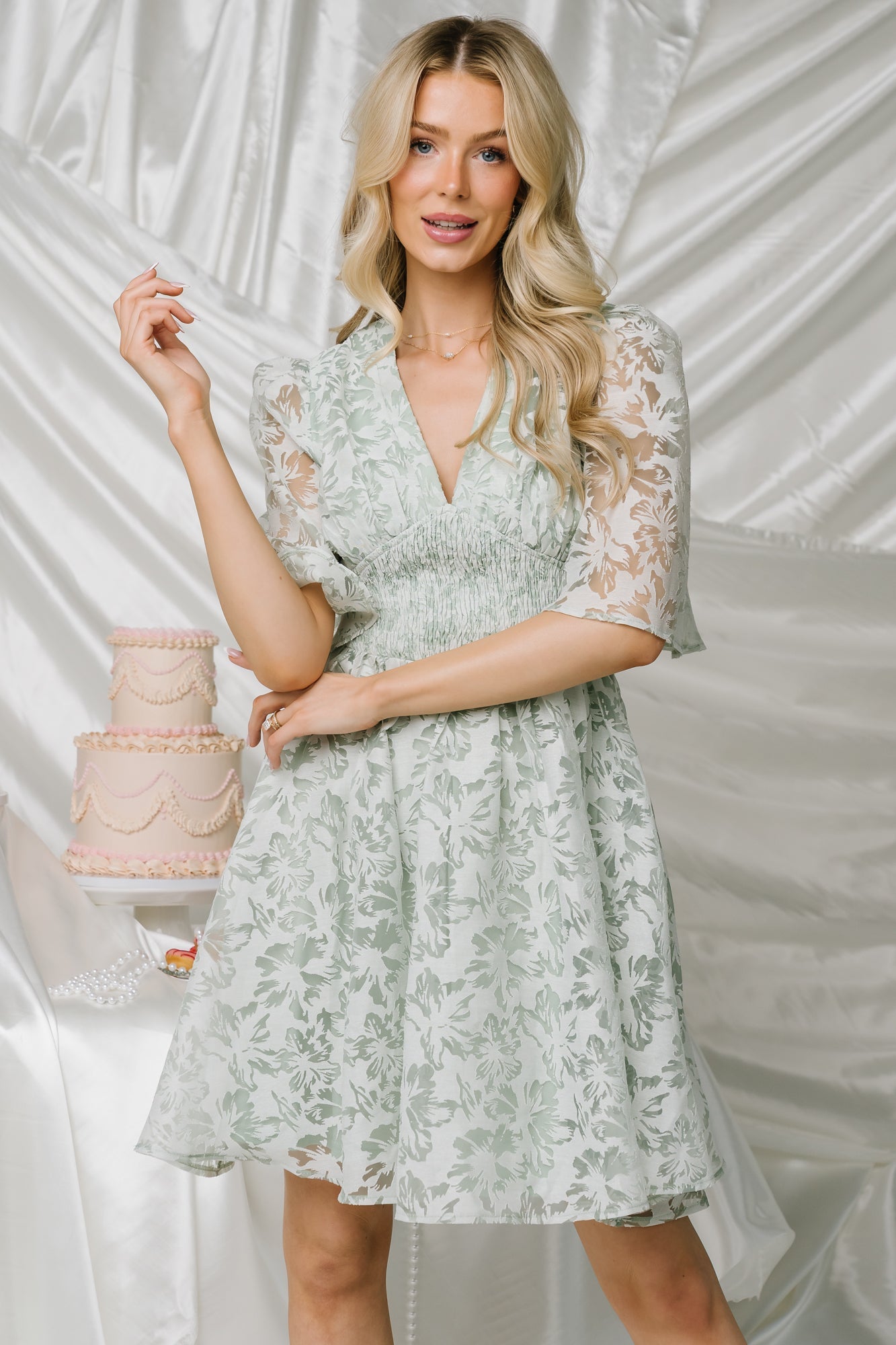 Bonnie Short Dress | Baltic Born Sage Floral