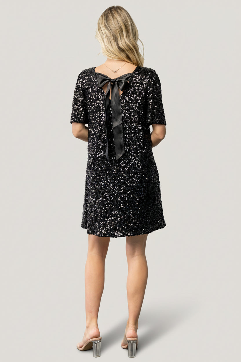 Asta Sequin Shift Dress | Baltic Born Black
